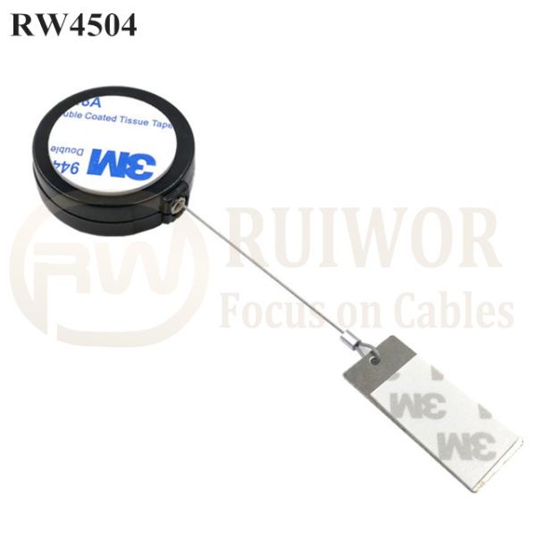RW4504 Round Display Pull Box Plus 45X19mm Rectangular Sticky Metal Plate