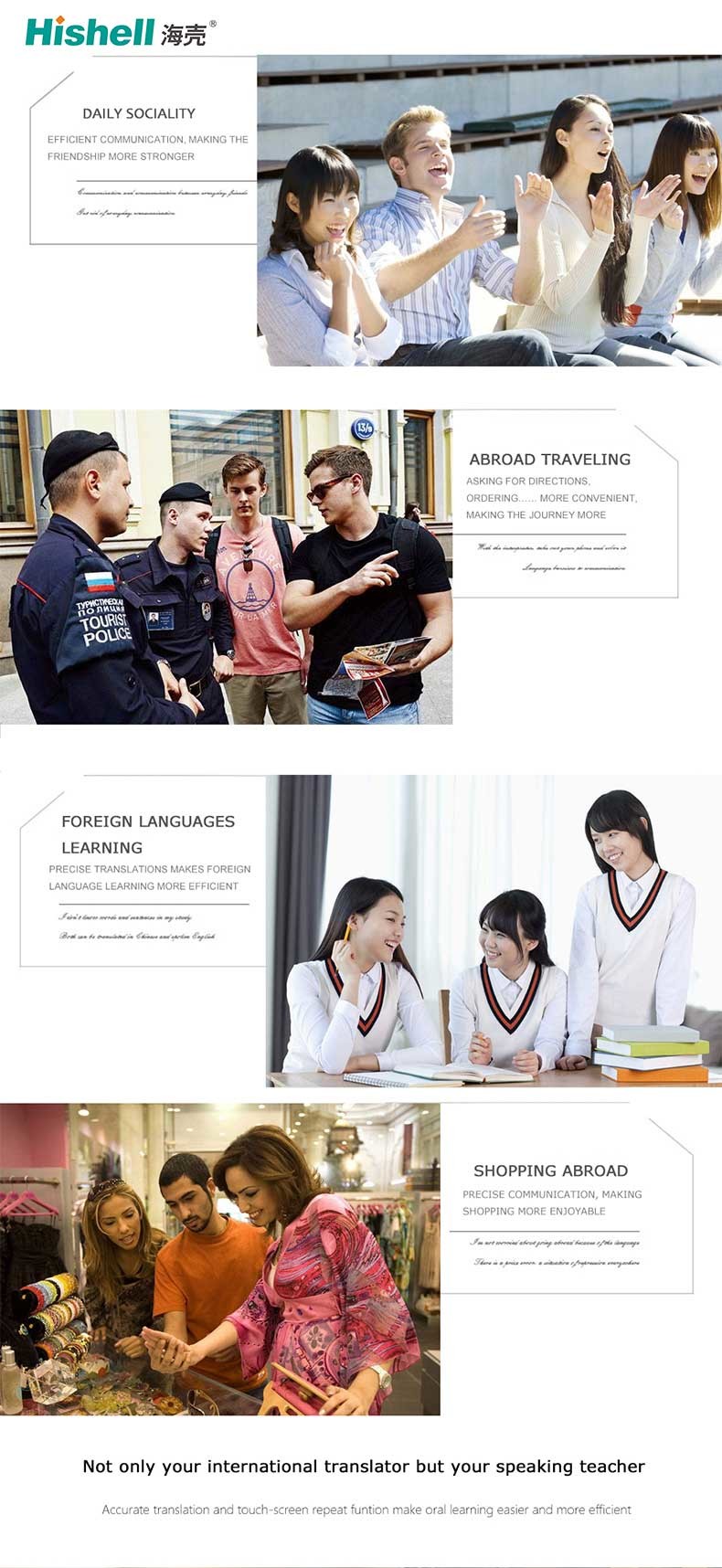 Multifunctional Voice Language Translators 600mAh Handheld Real Time