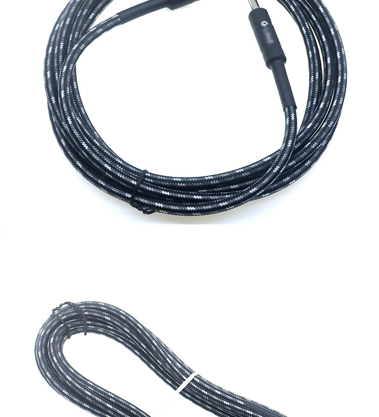 L Shape 90 Degree Right Angle to Straight Durable Braided Jacket 6.35mm Ts Jack Instrument Electric Guitar Patch Audio Cable