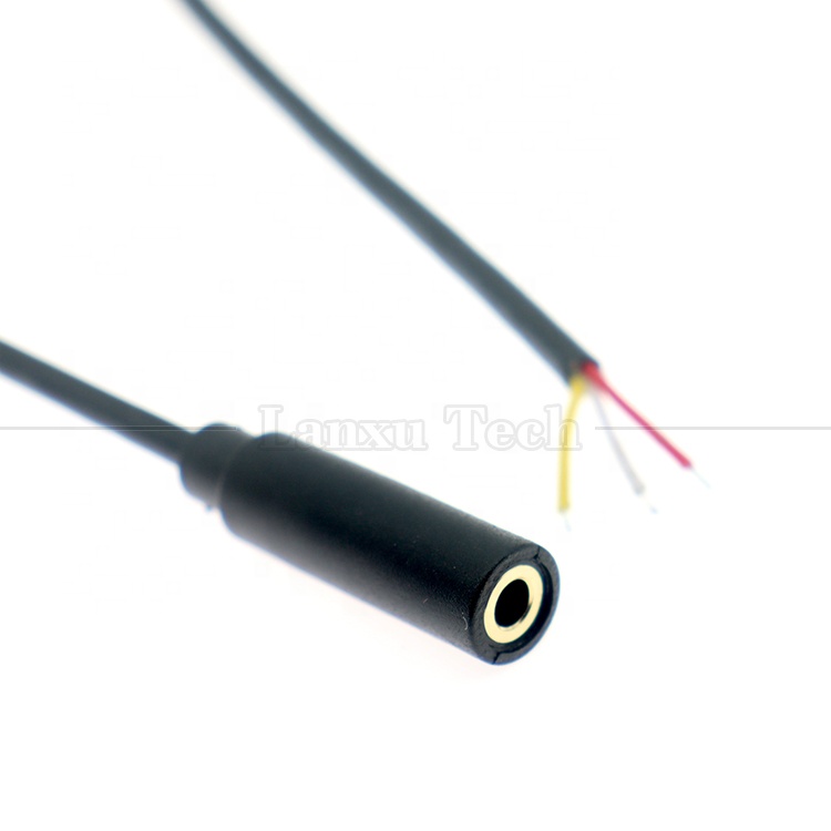 Customized 3.5mm TRS 3 poles Shield Audio Jack Female to Open Stripped Tinned Bare End Wires Cable