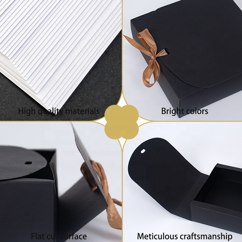 Custom Logo Square Kraft Cardboard Paper Gift Boxes With Ribbon Eco-Friendly Material