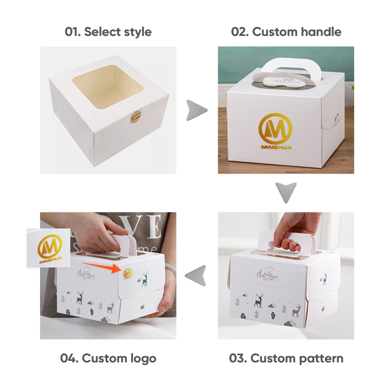 Custom Order Accepted 12 x 12 x 6 Inch Square Cardboard Cake Box with Window
