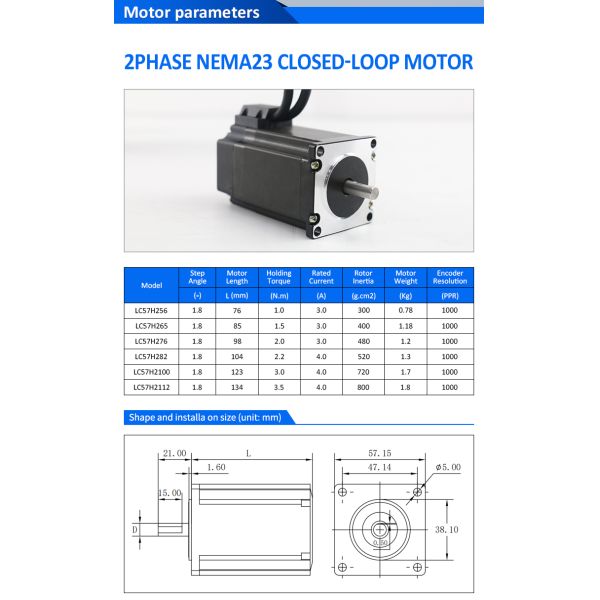 Lichuan 2-Axis DC Closed Loop Stepper Motor Drivers Controller Kit 1.0N.m 2Phase Nema23 DC24V~50V 3.0/4.0A 1000PPR