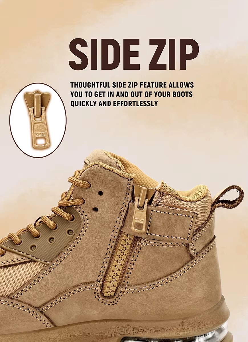Air-cushion Sole Safety Work Boots In Khaki Oxford Fabric For Maximum Protection