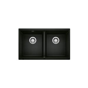 Quality Black Quartz  Double Bowl Composite Kitchen Sink  1CM Thickness Undermount for sale