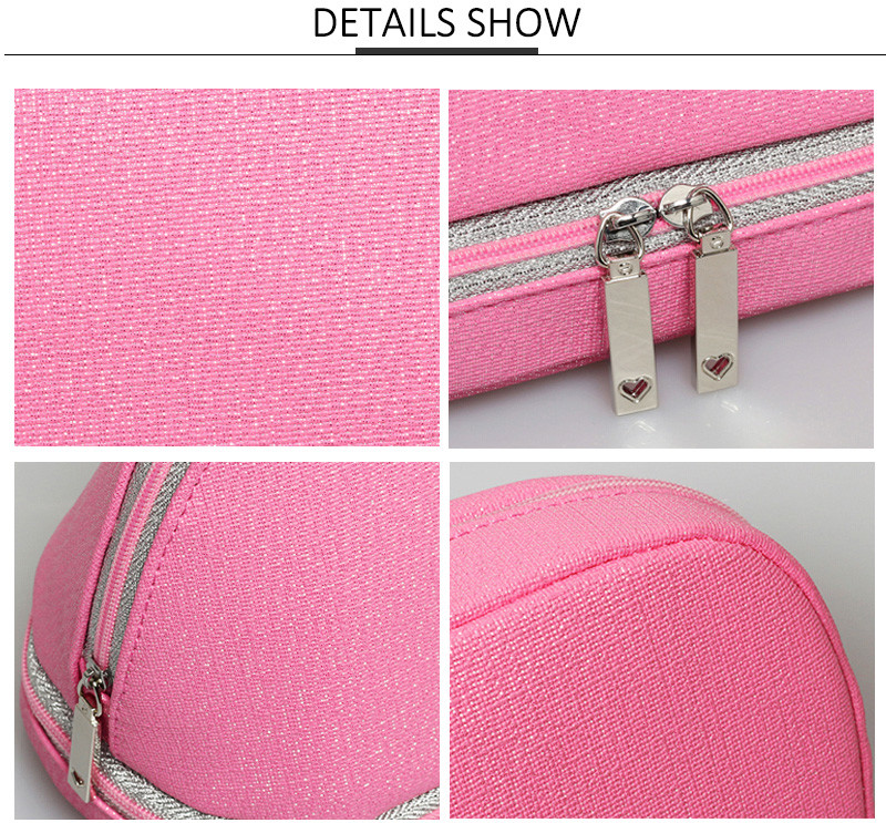 Double Layers Waterproof Travel Women PU Makeup Bag