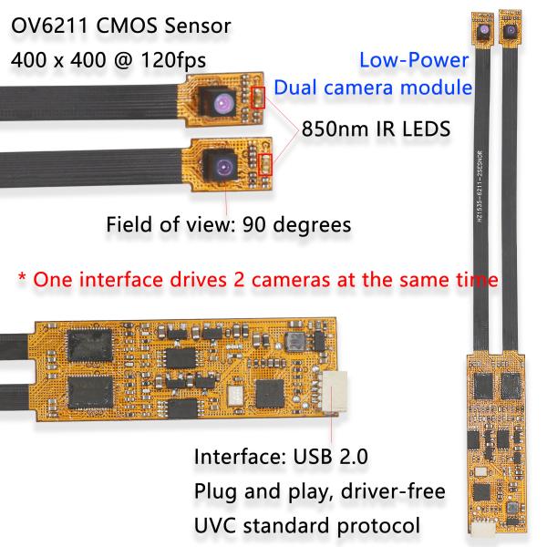 OV6211 120FPS Dual Lens Camera Module LED 30W VR Eye Tracking IR Camera Module