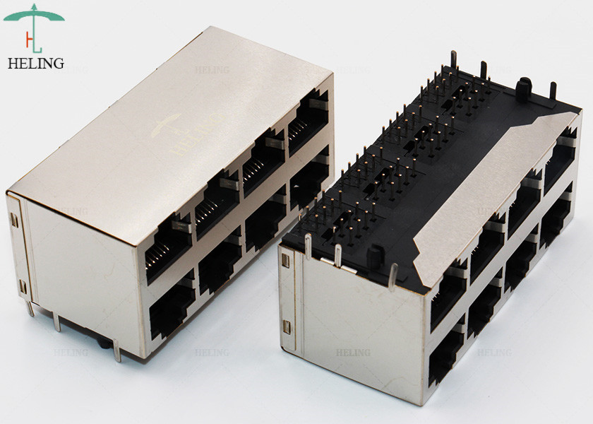 90 Degree Multiple Port RJ45 Female Jack MJ5988-B024-HRH1 1.5A 125VAC