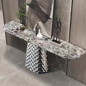 Quality Reflective Elegant Modern Marble Top Console Table With Mirror for sale
