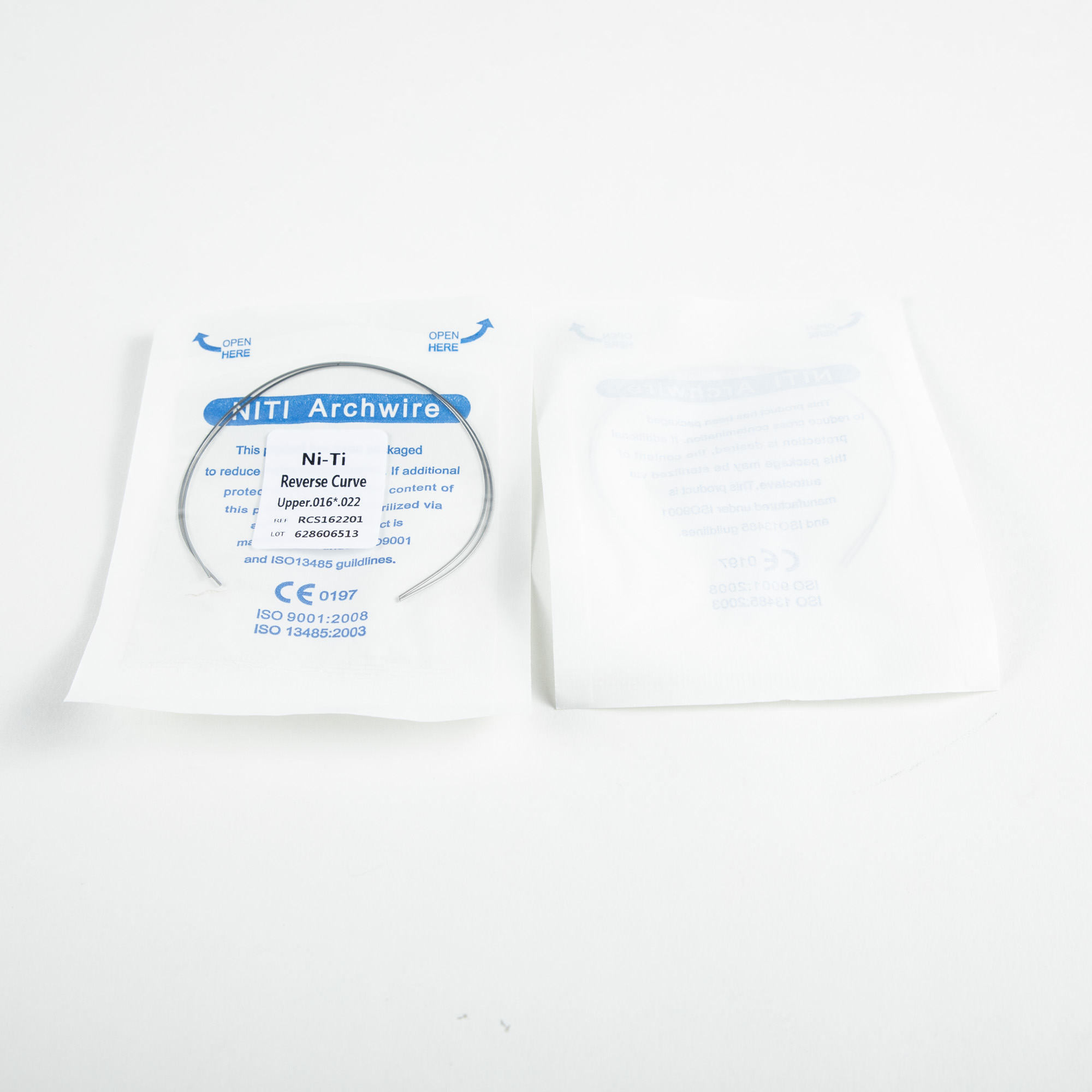Manual Instrument Classification Dental Orthodontic Reverse Curve Niti Arch Wires for Class II Power Source Instruments