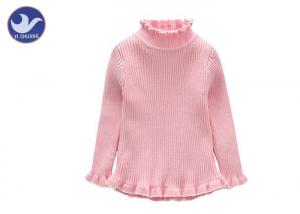 China Ribs Knitting Cute Little Girl Sweaters Turtle Layer Ruffle Edges Winter Base Layer on sale