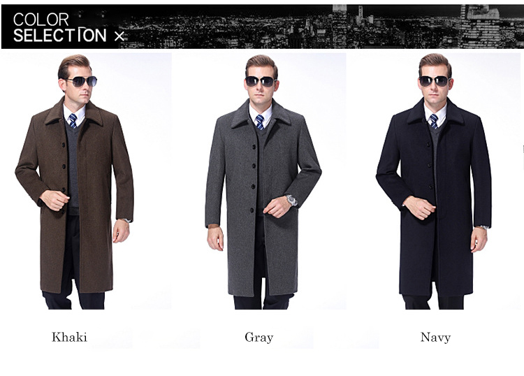 Autumn Winter Business Casual Woolen Suit Coat with Plus Velvet Lining and Large Size