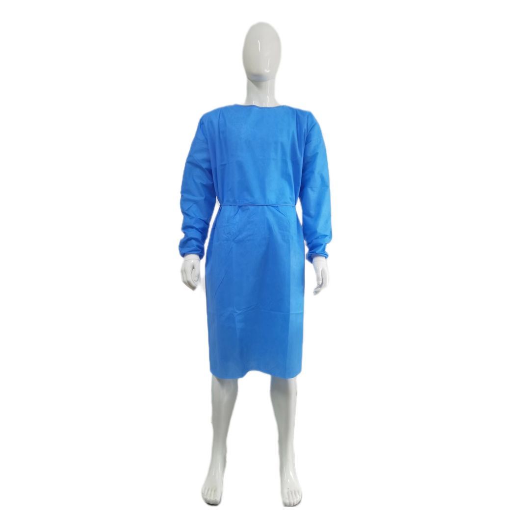 Disposable Non-Sterile Isolation Gown SMS Nonwoven Antistatic Visit Gown with Knitted Cuffs