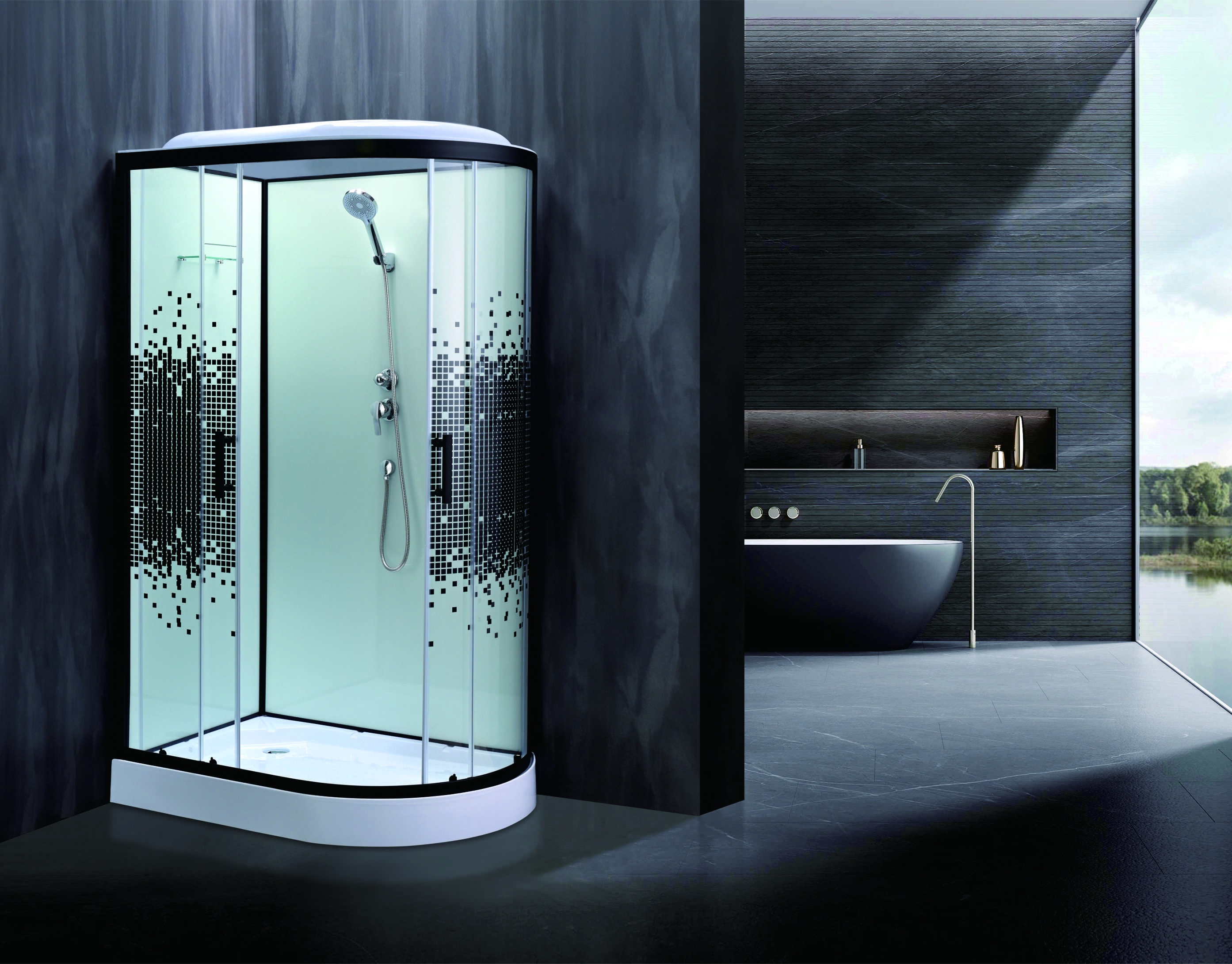 Stylish Shower Room With Matt Black And 4/5mm Tempered Glass For Durable