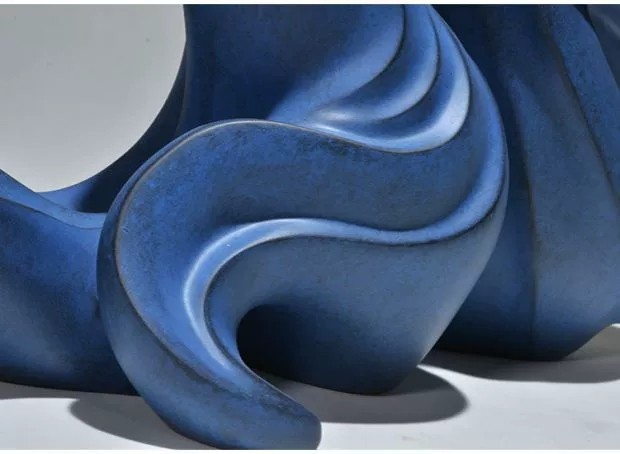 Gray Blue Resin Art Sculpture Abstract Indoor Floor Statues Square Indoor Table Decoration