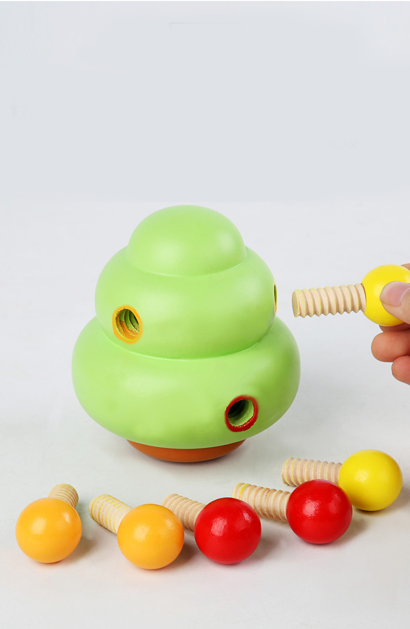 Early Childhood Development Nut Tree Disassembly Screw Wooden Toy ISO9001