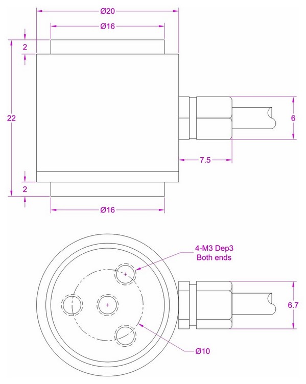 press force sensor 2kN 1kN 500N 200N 100N