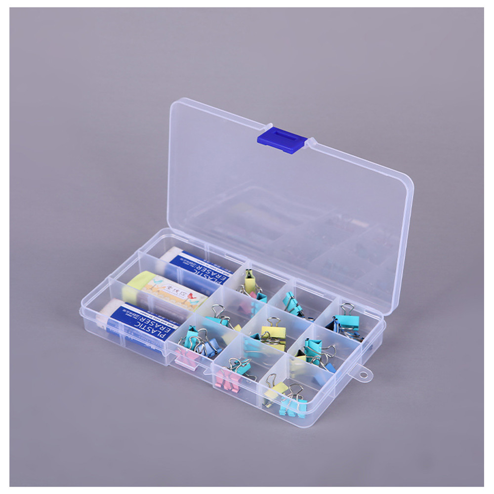15 Grid Plastic Storage Box Removable Divider Black Lock Organizer