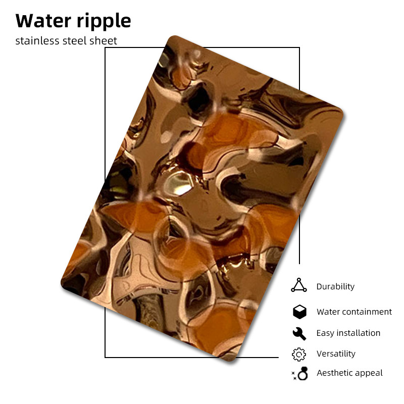 1500mm Width Gold Water Ripple Sheet For Ceiling Stainless Steel 304 Plate