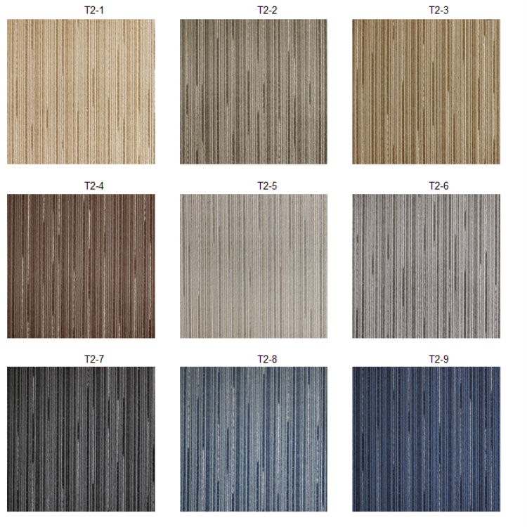 Striped Solution dyed 1/12 gauge Invista nylon 6 carpet tile