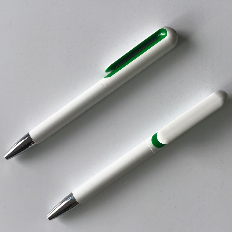 New design white color twist promotion plastic pen with customized printing LOGO
