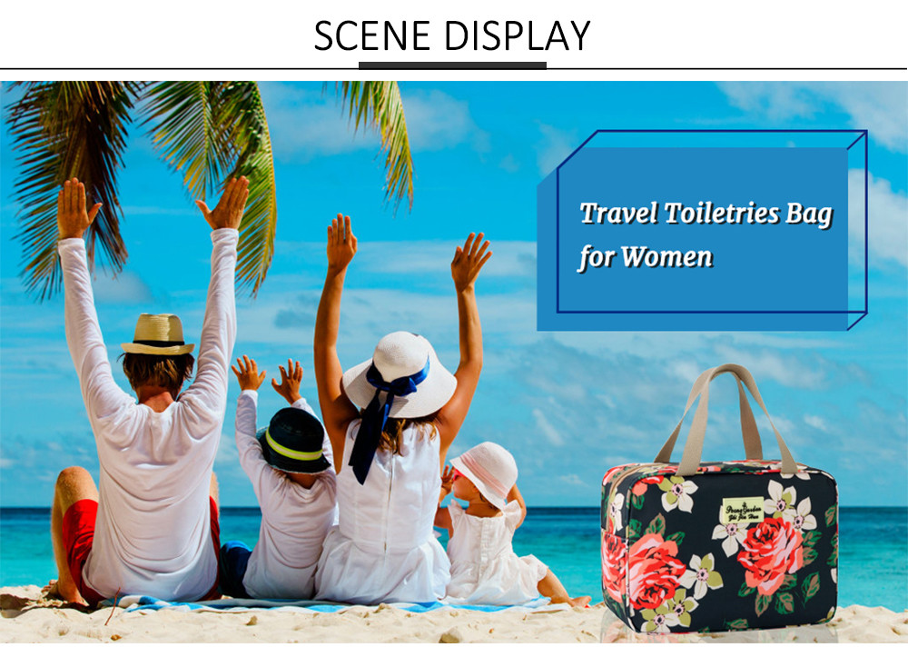 Floral Oxford Cosmetic Toiletry Bag For Women