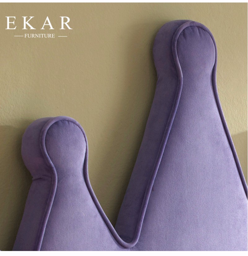 Crown Shaped Headboard High Fabric Bed For Girl