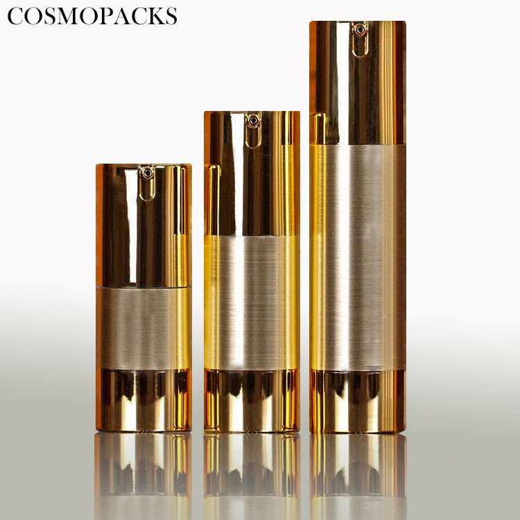 Luxury Rose Gold Aluminum Cosmetic Pump Bottle For Skin Care 15ml 30ml 50ml