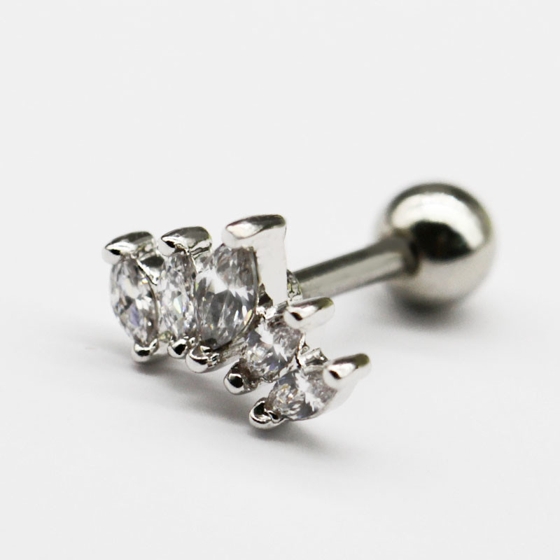 Zircon Gems Ear Piercing Jewellery 1.2mm 16G Silver Cartilage Stud
