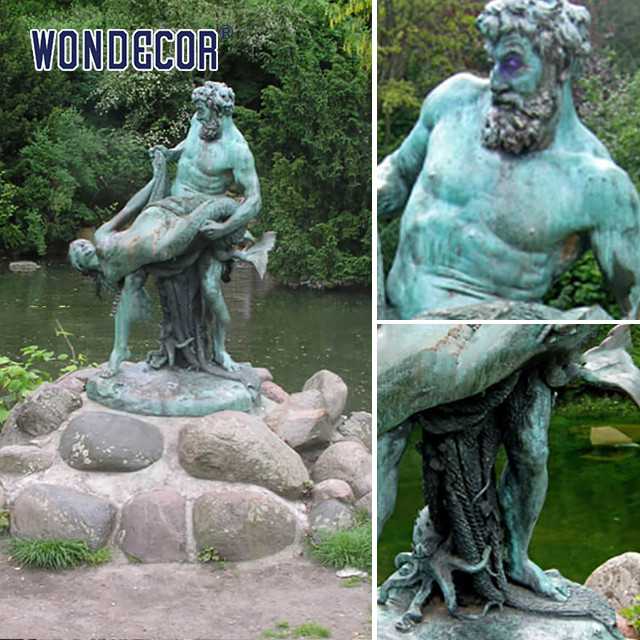 A Rare Bronze Statues Sculpture Of A Fisherman'S Catch