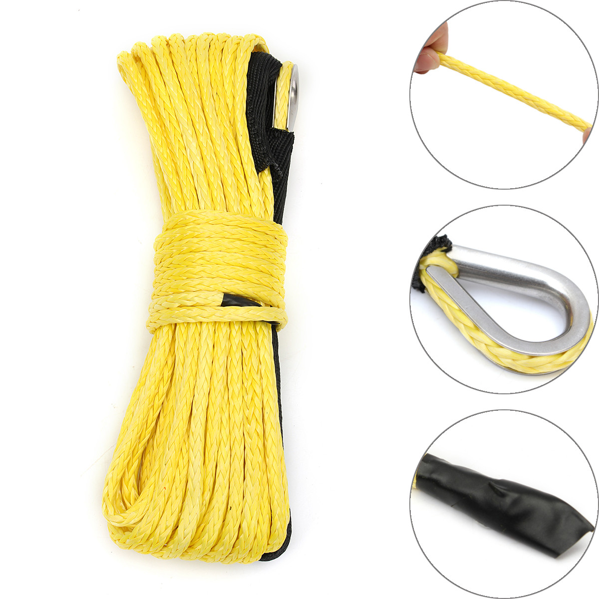 140kn Capacity Black 6Mm Uhmwpe 27000Lbs Synthetic Rope Winch For Atv Utv Offroad