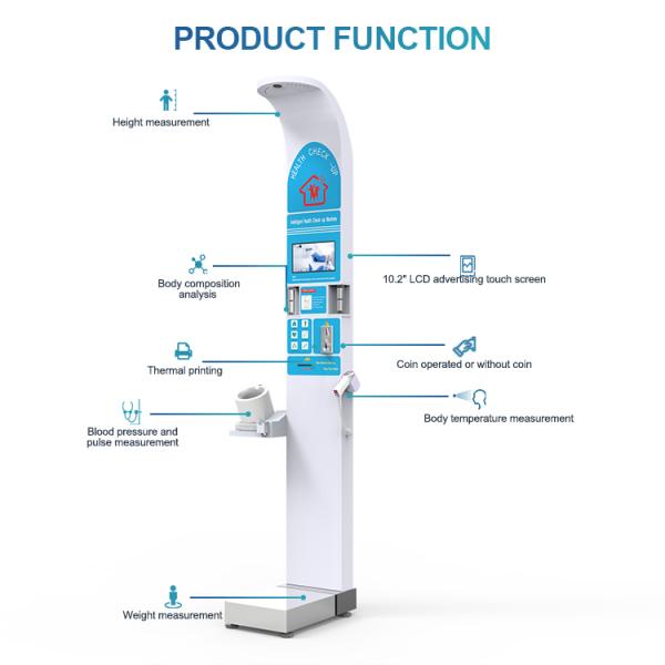 Body Composition Analyzer Touch Screen Ultrasonic Height and Weight Scale 500kg Capacity
