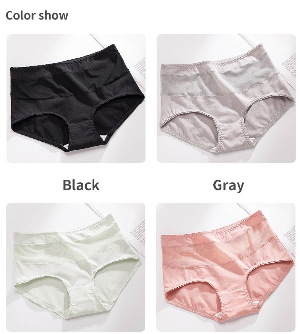 Womens High Waisted Underwear Plus Size Thongs Seamless Sexy Hollow Out Transparent Cotton Crotch