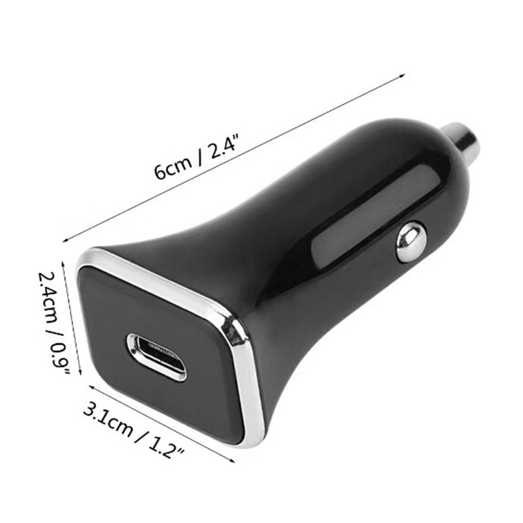 18W USB C Cell Phone Car Adapter Adapter Slim Size Compact