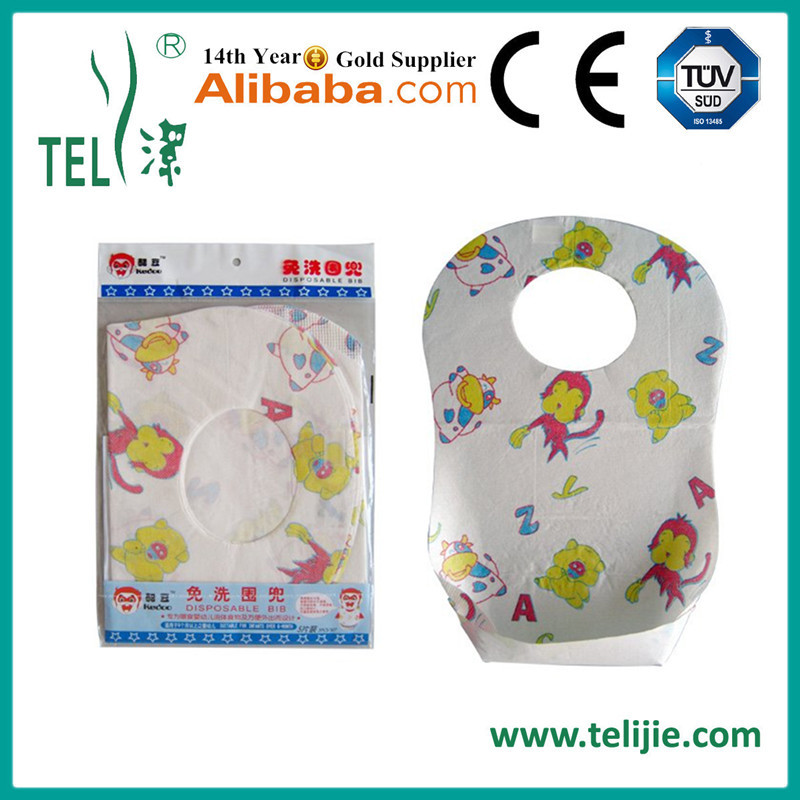 Cartoon Print ISO9001 Disposable Paper Bibs For Babies