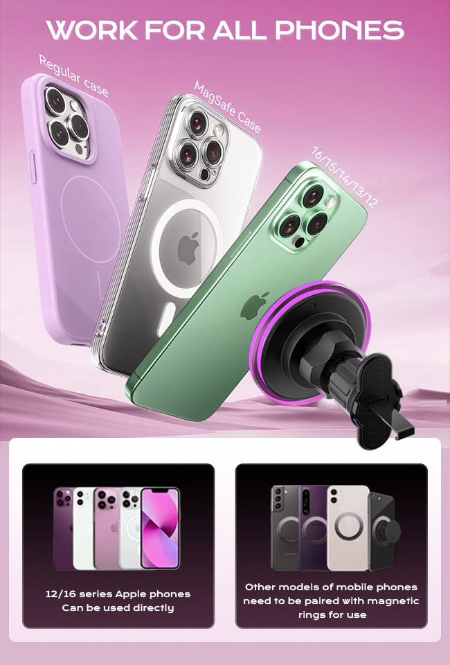Customizable RGB Lights And Strong Magnetic Attraction Magnetic Car Mount For Automotive With Artistic Look