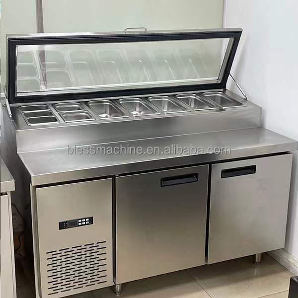 Single Door Super Performance Salad Bar Pizza Prep Table Refrigerator with Low Investment