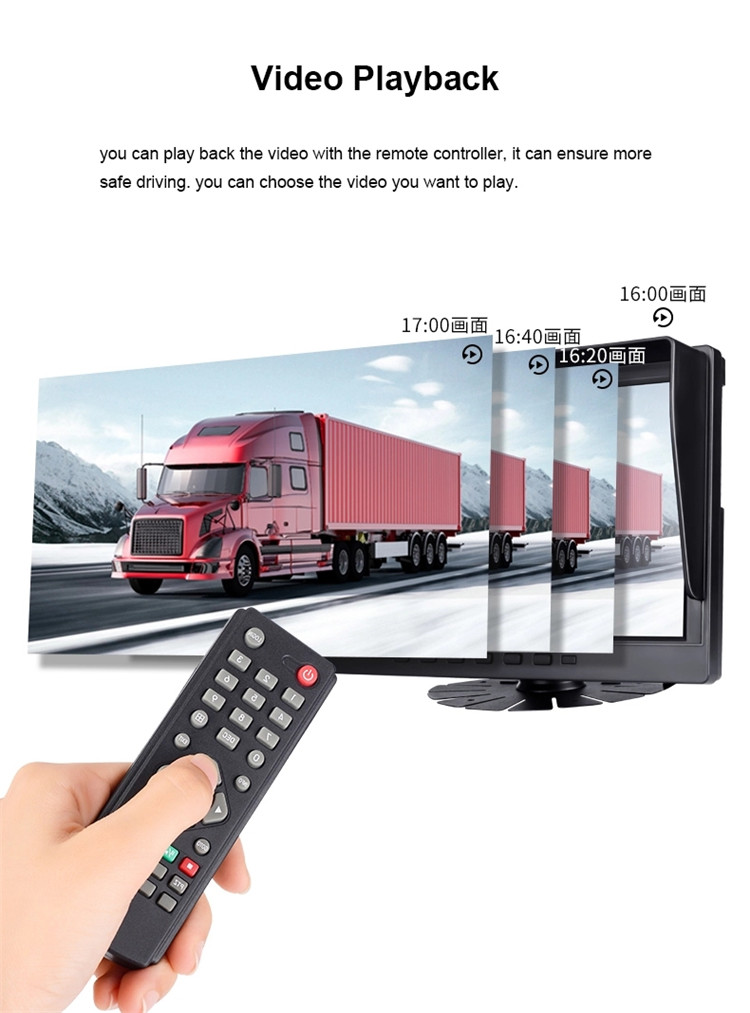 10inch Truck Dashboard Mounted Dash Cam 128G Automotive DVR Camera System 9V-36V