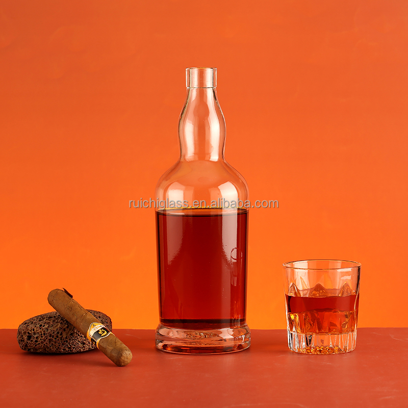Whiskey Glass Bottle 700ml 1000ml Square Glass Bottles with Aluminum Plastic PP Collar
