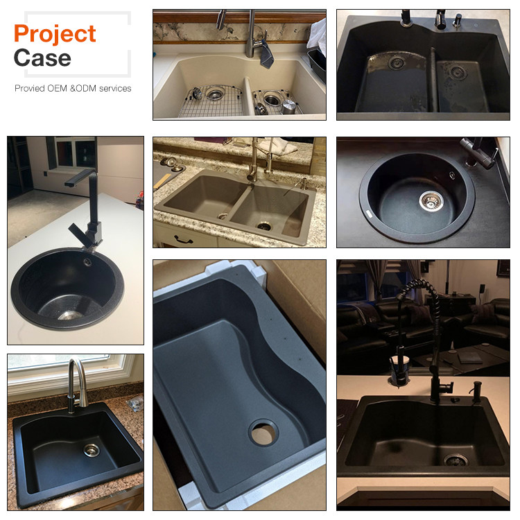 White Composite Quartz Undermount Kitchen Sink 635mm Length Without Faucet