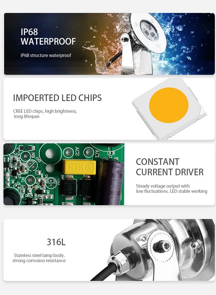 Colorful 5W low voltage spa lights,12v RGB color ip68 waterproof light lamps