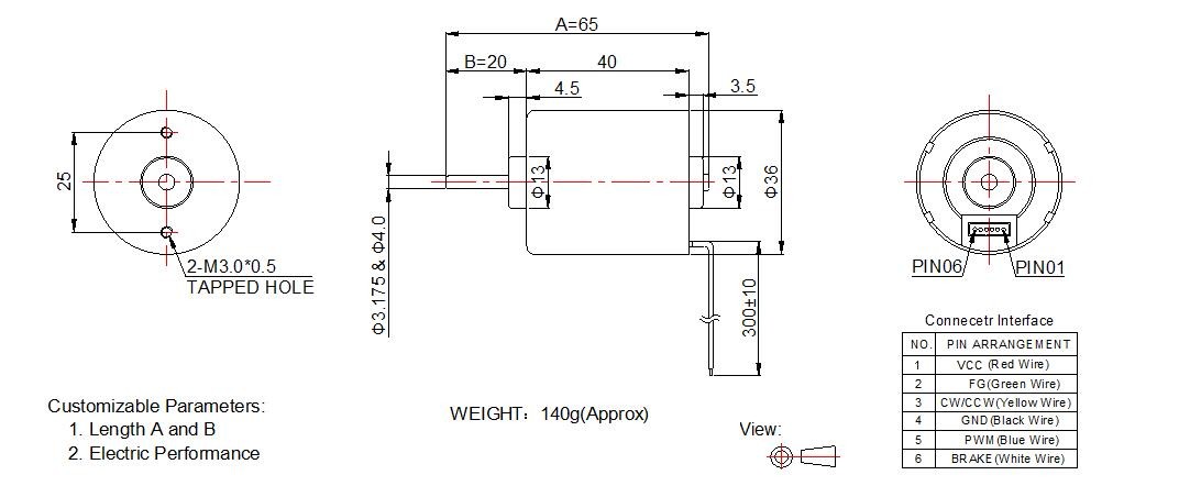 Customized Inrunner Brushless DC Motor 12 24v BLDC Motor BL3640 For Power Tool