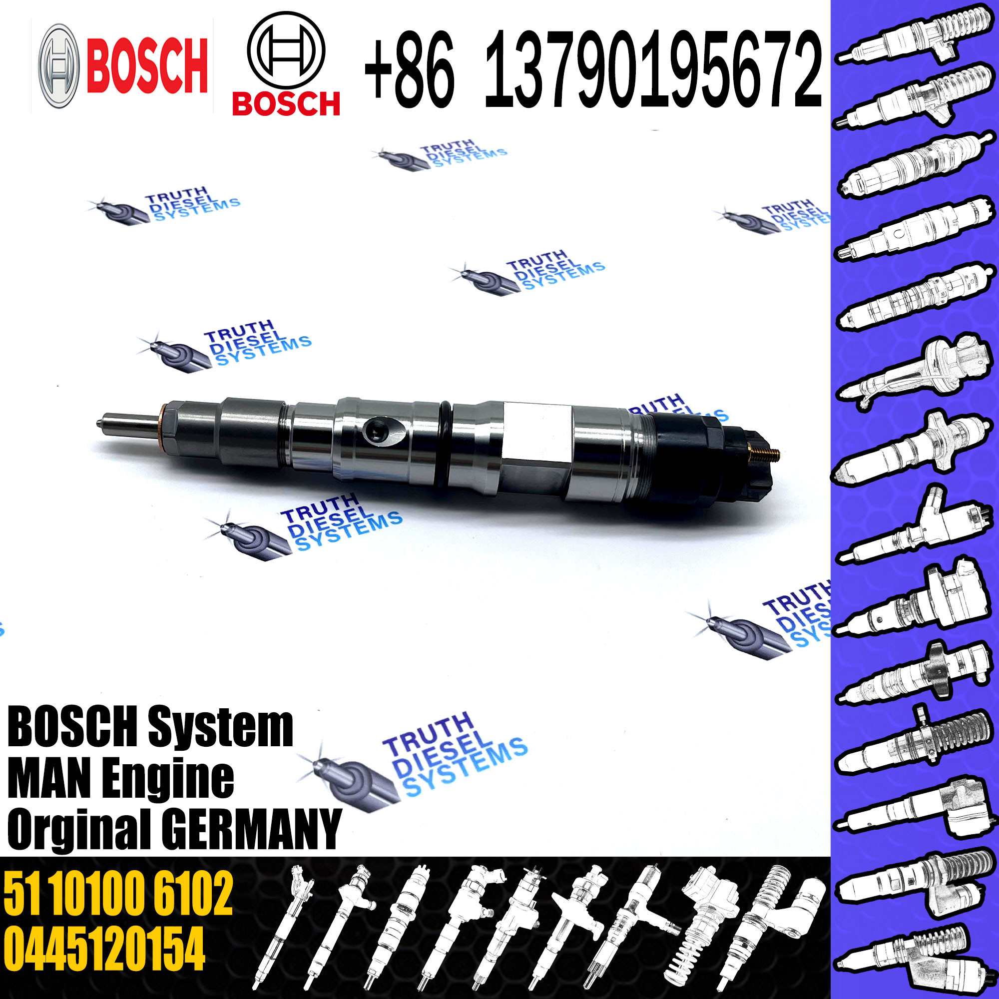 good injector C.R.fuel injector 0445120154 51101006102 fit for MAN TRUCK