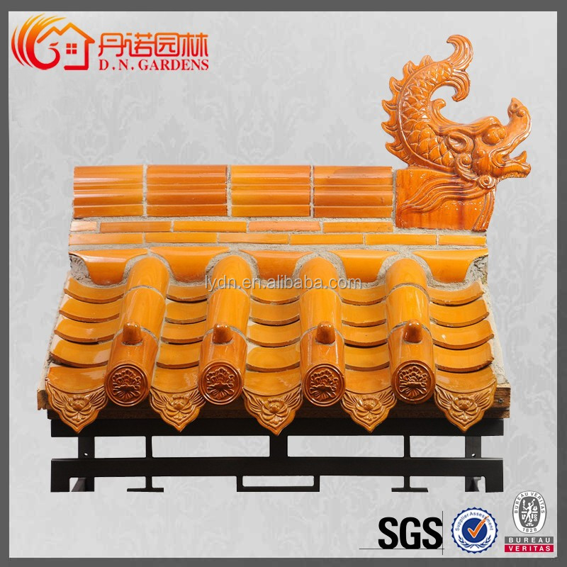 180*180 Chinese Temple Arch Gate Retro Style Faux Ceramic Clay Roof Tiles For Concrete Structure