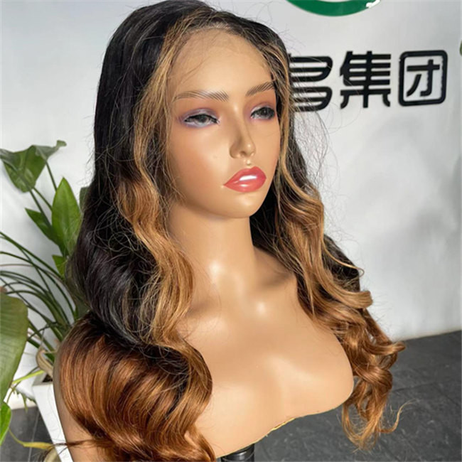 Ombre Honey Brown Body Wave HD Lace Wig Human Hair Swiss Glueless Precut Wigs