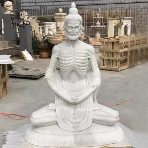 China Vintage Marble Fasting Buddha Statue Hindu God Indian Religious Life Size on sale