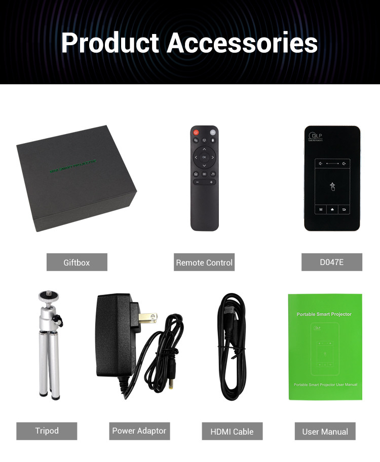 Mini Beamer 4K Portable Projector Video Smart DLP For Home Meeting Class Presentation