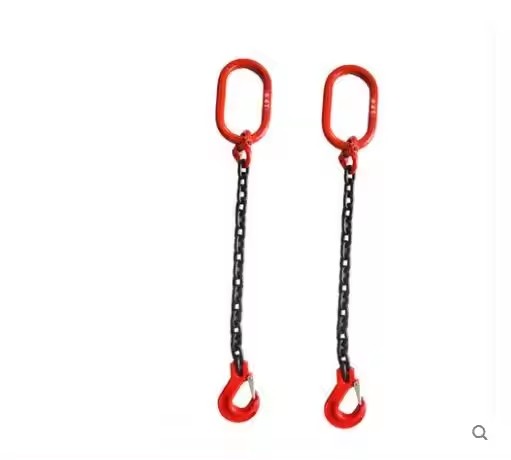 Versatile and Double Legs Lifting Chain Sling with Hooks 48kN Test Load Black Finish
