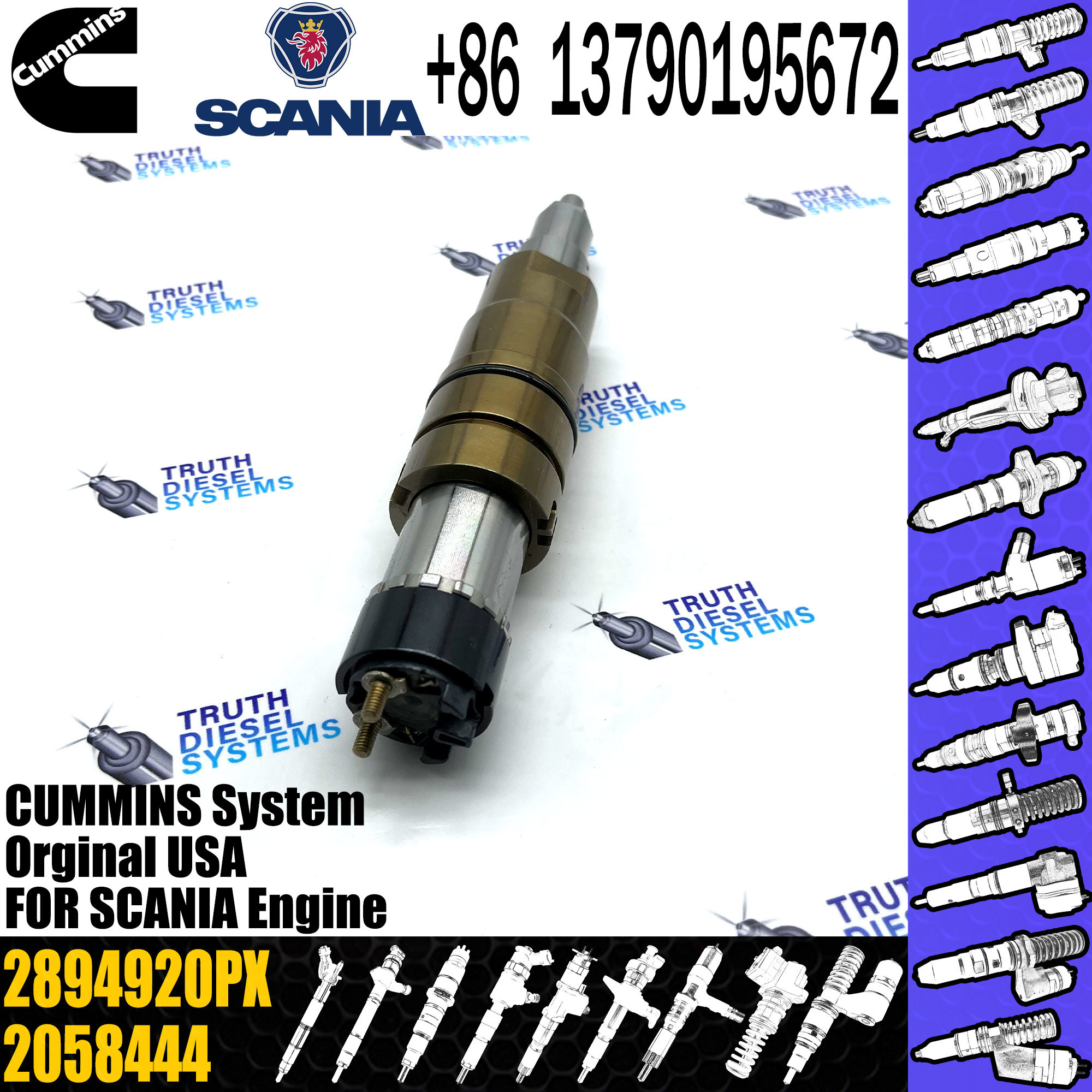 Common rail injector fuel injecto 2894920PX 2058444 2482244 2031386 for ISZ13 Excavator DC09 DC16 DC13