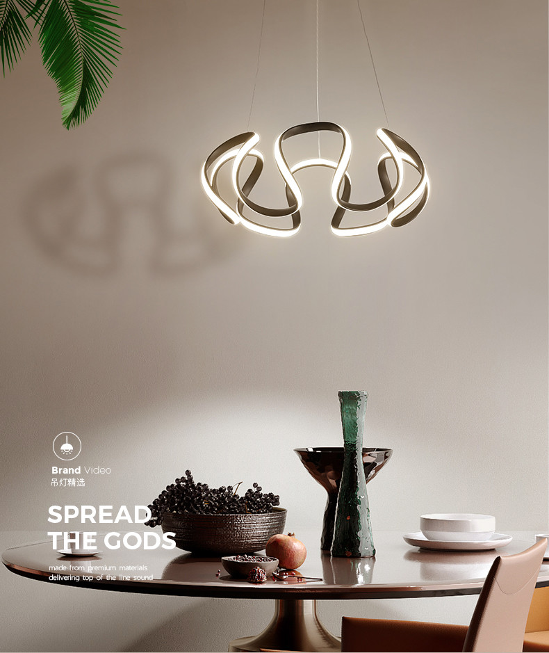 Modern simple curve Art Chandelier Restaurant Restaurant Bar